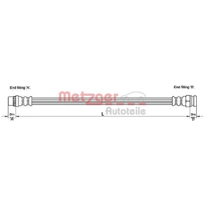 Bilde av METZGER 4110228 Bremseslange 216 CITROËN: Berlingo II Van, C4 I Grand Picasso, PEUGEOT: Partner Tepee, 5008 I, Van