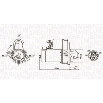 Bilde av MAGNETI MARELLI 063721257010 Starter 12 1,1 9 OPEL: Combo C Varebil / Stasjonsvogn, Zafira B, Vectra Caravan, SAAB: 3 Cabrio, Stasjonsvogn