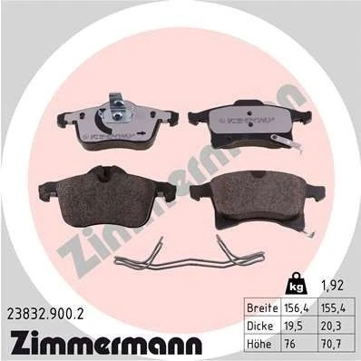 Bilde av ZIMMERMANN 23832.900.2 Bremseklosser med akustisk slitasjevarsel Bildet viser leveranseinnholdet, fjær OPEL: Combo C Varebil / Stasjonsvogn
