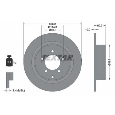 Bilde av TEXTAR PRO 92177303 Bremseskiver 302 10 05/06 114,3 fullt ut belagt uten hjulfestebolt, hjulnav MITSUBISHI: Outlander 3, 2 SUV, ASX SUV