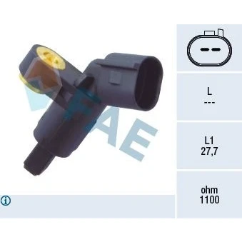 Bilde av FAE 78020 ABS Sensor framaksel høyre uten kabel induktiv 2 VOLKSWAGEN: Golf 5, Caddy Kastenwagen, 4, AUDI: TT Coupé, A3 Hatchback