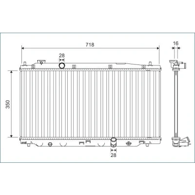 Bilde av VALEO 701136 Radiator Aluminium 350 718 16 uten kjølemiddelregulator