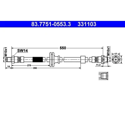 Bilde av ATE 83.7751 0553.3 Bremseslange 550 M10x1 BMW: X3