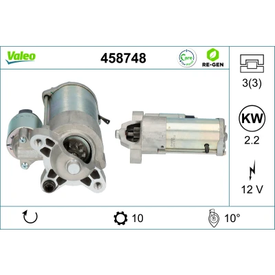 Bilde av VALEO 458748 Starter 12 2,2 10 FORD: MONDEO 4 Turnier, S Max Mk1, Galaxy Mk2 MPV