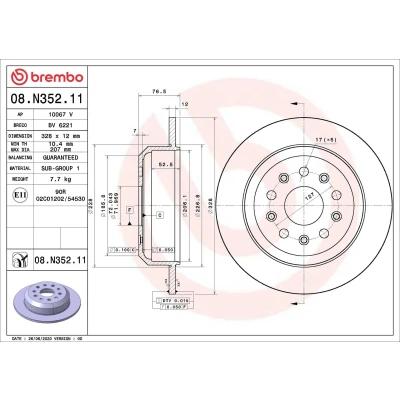 Bilde av BREMBO 08.N352.11 Bremseskiver 328 12 5 fullt ut belagt
