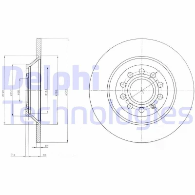 Bilde av DELPHI BG4088 Bremseskiver 302 12 5 fullt ut oljet ubehandlet uten hjullager, ABS sensorring AUDI: A6 C6 Avant, Allroad