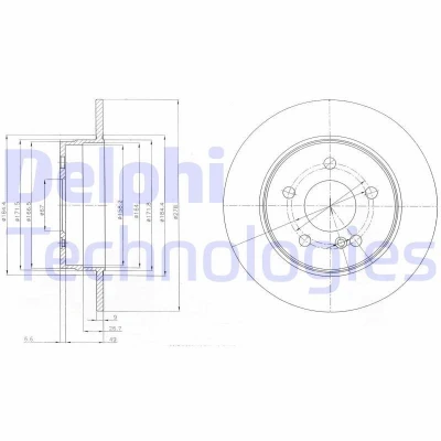 Bilde av DELPHI BG4152 Bremseskiver 278 9 5 fullt ut oljet ubehandlet uten hjullager, ABS sensorring MERCEDES BENZ: C Klasse Sedan, T modell