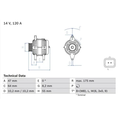 Bilde av BOSCH 0 986 049 650 Dynamo 14V 120A RENAULT: Kangoo I Express, CLIO 2, Scénic 1