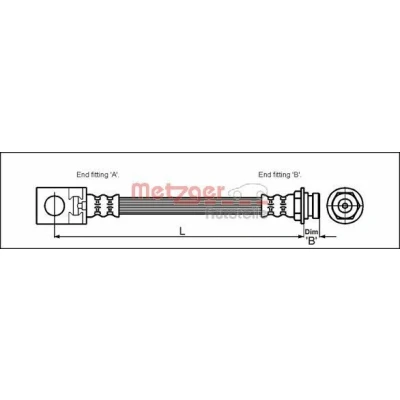 Bilde av METZGER 4113524 Bremseslange 347 3/8&quot; 24 JEEP: Cherokee II