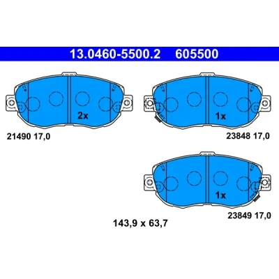 Bilde av ATE 13.0460 5500.2 Bremseklosser med akustisk slitasjevarsel LEXUS: IS I Sedan, GS II, Sportcross, TOYOTA: Supra IV
