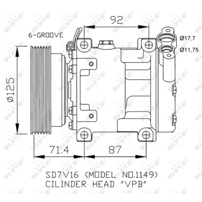 Bilde av NRF 32267 Kompressor SD7V16 12 PAG 46 med kompressorlje