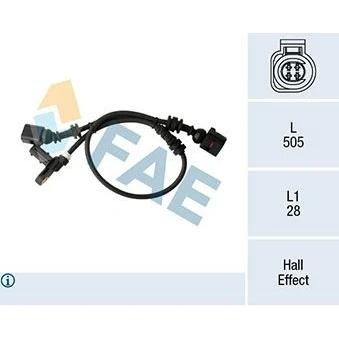 Bilde av FAE 78296 ABS Sensor med kabel Hall prinsipp 2, 4 505 VOLKSWAGEN: Sharan I, SEAT: Alhambra I