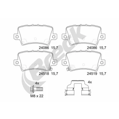 Bilde av BRECK 24086 00 704 10 Bremseklosser med akustisk slitasjevarsel tilbehør HONDA: CIVIC 8 Hatchback