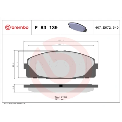 Bilde av BREMBO P 83 139 Bremseklosser ekskl. slitasjevarselkontakt uten tilbehør TOYOTA: Hiace 4 Kasten, Bus