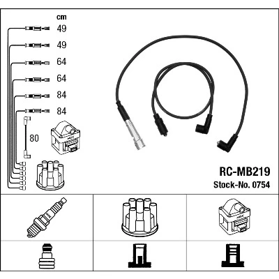 Bilde av NGK 0754 Pluggledninger 7 MERCEDES BENZ: W123 Stasjonsvogn