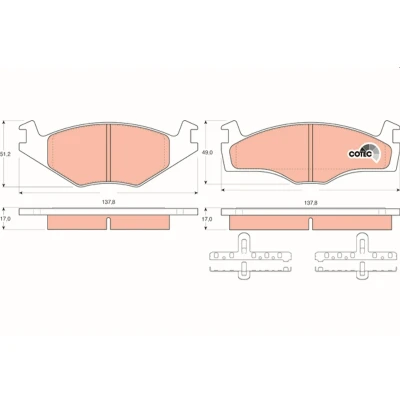 Bilde av TRW COTEC GDB1219 Bremseklosser ikke klargjort for slitasjeindikator med tilbehør VOLKSWAGEN: Polo III Hatchback, II Hatchback