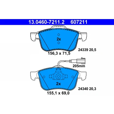 Bilde av ATE 13.0460 7211.2 Bremseklosser inkl. slitasjevarselkontakt ALFA ROMEO: 159 Sportwagon, Brera