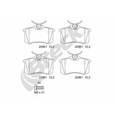 Bilde av BRECK 20961 00 704 Bremseklosser ikke klargjort for slitasjeindikator AUDI: A4 B7 Avant, B6 A6 C5 RENAULT: MEGANE 3, SCENIC 2