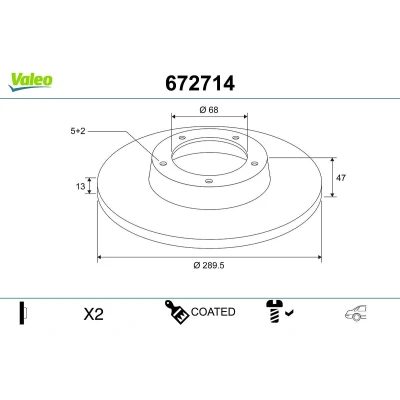 Bilde av VALEO Bremseskive NISSAN: Qashqai 2 bakaksel 290mm 13mm 5 hull fullt ut belagt 672714 432064CE0B,432064EA0A,432064EA0B,D32064EA0AVA,432068231R