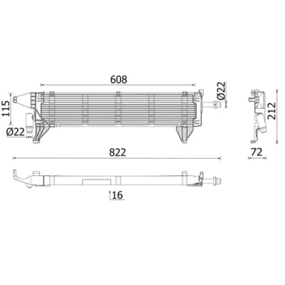 Bilde av MAHLE ORIGINAL CR 2636 000P Radiator Aluminium 608 115 16 Kjøleribber loddet