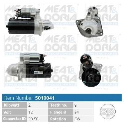 Bilde av MEAT &amp; DORIA 5010041 Starter 12V 2kW 9 30 50 84mm IVECO: DAILY 4, 3, 4 Kasten/Kombi