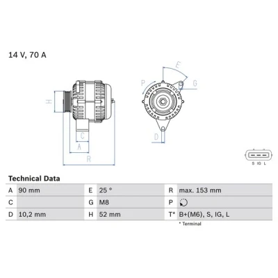 Bilde av BOSCH 0 986 040 531 Dynamo 14V 70A TOYOTA: Camry IV Sedan, Carina E Hatchback