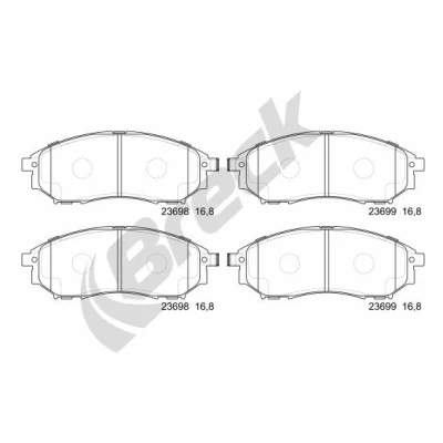 Bilde av BRECK 23698 00 701 Bremseklosser inkl. slitasjevarselkontakt NISSAN: Qashqai / Qashqai+2 I, Pathfinder 3, NP300 Navara Pick up