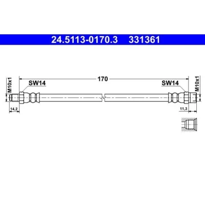 Bilde av Bremseslange, Bakaksel, Ved bremsekaliper, vw transporter buss iv, flak/chassi skåp 7D0 611 775 C
