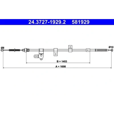 Bilde av ATE 24.3727 1929.2 Bremsekabel 1698 TOYOTA: Corolla IX Hatchback, Station Wagon