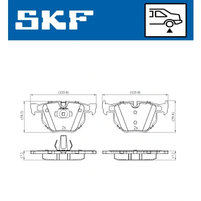 Bilde av SKF VKBP 90240 Bremseklosser klargjort for slitasjeindikator BMW: X6