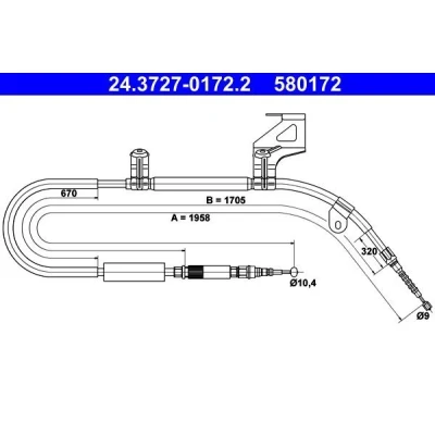 Bilde av ATE 24.3727 0172.2 Bremsekabel 1958 AUDI: A6 C5 Sedan, Avant