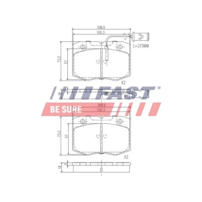 Bilde av FAST FT29079 Bremseklosser framaksel med integrert slitasjesensor