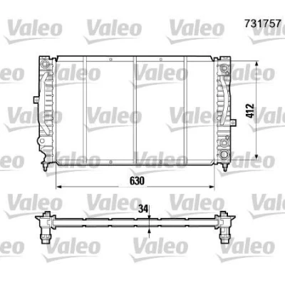 Bilde av VALEO 731757 Radiator Aluminium 630 412 34 uten kjølemiddelregulator Kjøleribber satt sammen mekanisk AUDI: A4 B5 Avant, Coupe B3, Allroad C5