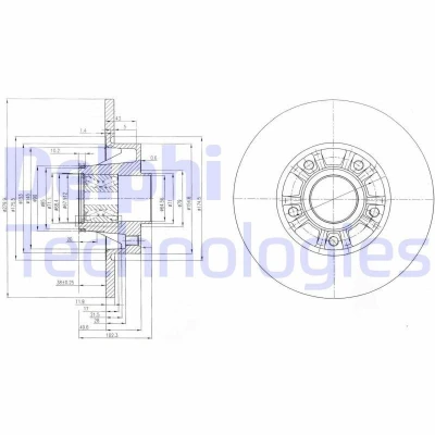 Bilde av DELPHI BG9031RS Bremseskiver 280 12 5 fullt ut oljet ubehandlet med hjullager, ABS senorring OPEL: Vivaro A Combi, Van