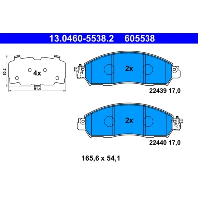 Bilde av ATE 13.0460 5538.2 Bremseklosser med akustisk slitasjevarsel antihyle blikk NISSAN: NP300 Navara Pick up