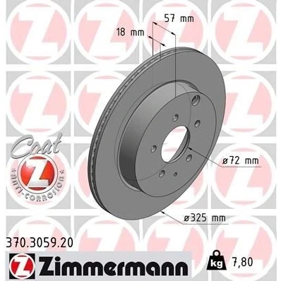 Bilde av ZIMMERMANN COAT Z 370.3059.20 Bremseskiver 325 18 7/5 5 114 innvendig ventilert belagt MAZDA: CX 7