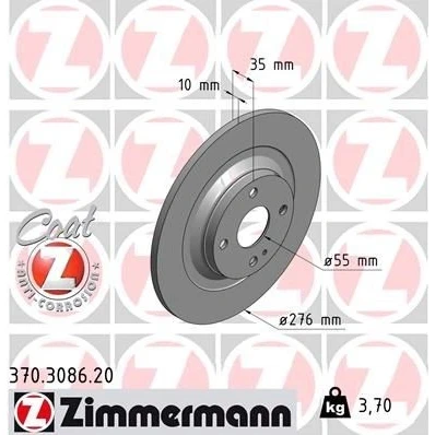 Bilde av ZIMMERMANN COAT Z 370.3086.20 Bremseskiver 276 10 5/4 4 100 fullt ut belagt MAZDA: MX 5 2