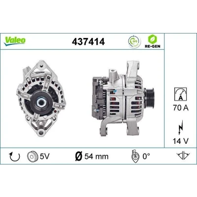 Bilde av VALEO 437414 Dynamo 14V 70A OPEL: Astra H Caravan, Combo C Varebil / Stasjonsvogn, Zafira B