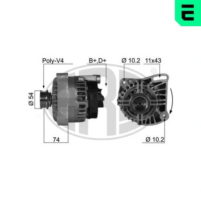 Bilde av ERA 210405A Dynamo 14V 70A FIAT: 500 Hatchback, Punto Evo Panda III ALFA ROMEO: MiTo, FORD: KA Hatchback