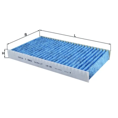 Bilde av MAHLE ORIGINAL LAO 280 Kupéfilter Karbonfilter, med antiallergisk virkning, antibakteriell effekt 268,0 158 30,0 CST4624 LAND ROVER: Discovery 4