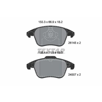 Bilde av TEXTAR 2614501 Bremseklosser ikke klargjort for slitasjeindikator PEUGEOT: 208 II Hatchback