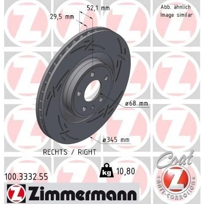 Bilde av ZIMMERMANN BLACK Z 100.3332.55 Bremseskiver 345 30 6/5 5 112 innvendig ventilert, med sliss belagt høy karbon AUDI: A4 B8 Avant, Q5, A5 Coupé