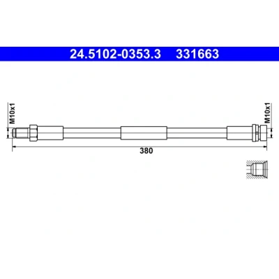Bilde av ATE 24.5102 0353.3 Bremseslange 380 M10x1