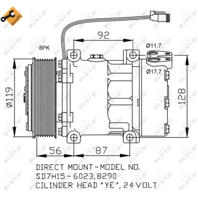 Bilde av NRF EASY FIT 32703 Kompressor SD7H15 24 PAG 46 med kompressorlje, tetningsring