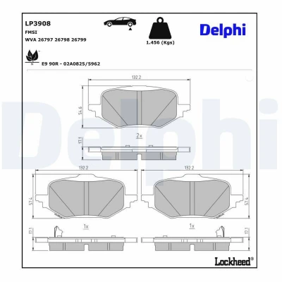 Bilde av DELPHI Bremseklosser med akustisk slitasjevarsel antihyle blikk uten tilbehør LP3908