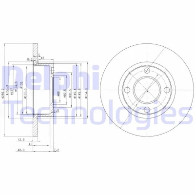 Bilde av DELPHI BG2752 Bremseskiver 256 13 4 fullt ut oljet ubehandlet uten hjullager, ABS sensorring AUDI: 80 B4 Sedan, Avant
