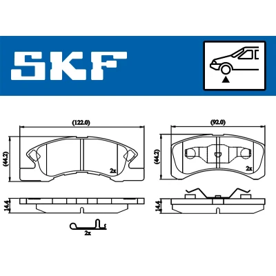 Bilde av SKF VKBP 80490 A Bremseklosser med akustisk slitasjevarsel MITSUBISHI: Mirage / Space Star Hatchback