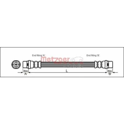 Bilde av METZGER 4110340 Bremseslange 237 M10 x 1 MERCEDES BENZ: Sprinter 4 T Van, Flatvogn lastebil/Chassis