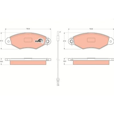 Bilde av TRW COTEC GDB1402 Bremseklosser inkl. slitasjevarselkontakt RENAULT: Kangoo I, I Express, NISSAN: Kubistar Van