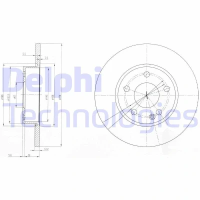 Bilde av DELPHI BG3840 Bremseskiver 276 12 5 fullt ut oljet ubehandlet uten hjullager, ABS sensorring MERCEDES BENZ: B Klasse, A Klasse